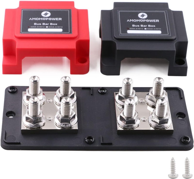 T Tocas 400A Bus Bar 12V | Power Distribution Block Busbar with 8 x 3/8" (M10) Studs wtih Cover 400 Amp - Image 1